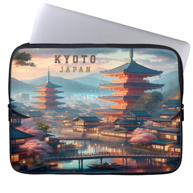 Kyoto Japan Landscape Travel Vintage Laptop Sleeve (Front)
