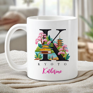 Kyoto Japan Monogram Letter K Personalised Gift Coffee Mug