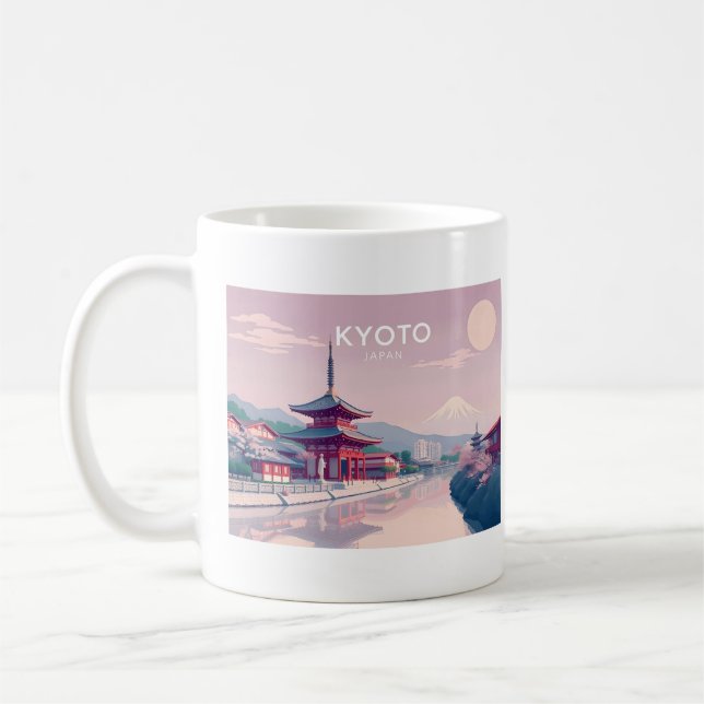 Kyoto Japan Pastel Travel Design Coffee Mug (Left)