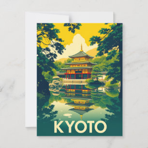 Kyoto, Japan Retro Travel Art Postcard