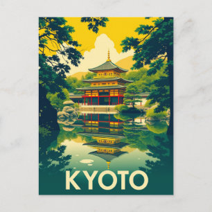 Kyoto, Japan Retro Travel Art Postcard
