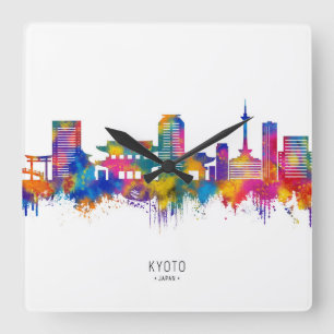 Kyoto Japan Skyline Square Wall Clock