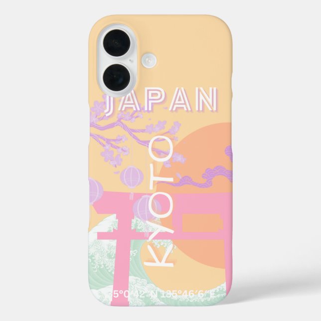 Kyoto Japan Travel Art, Orange Pastel Art  Case-Mate iPhone Case (Back)