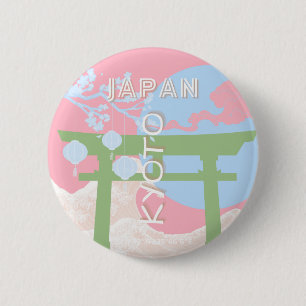 Kyoto Japan Travel Art, Pastel Travel Art 6 Cm Round Badge
