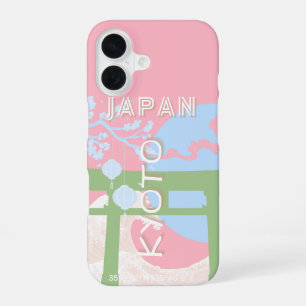 Kyoto Japan Travel Art, Pastel Travel Art iPhone 16 Case