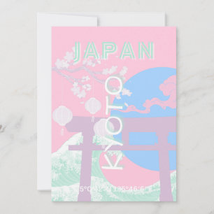 Kyoto Japan Travel Art, Pink Preppy Art Holiday Card