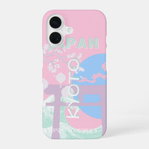 Kyoto Japan Travel Art, Pink Preppy Art iPhone 16 Case