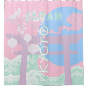 Kyoto Japan Travel Art, Pink Preppy Art Shower Curtain