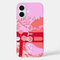 Kyoto Japan Travel Art, Pink Retro Travel Art