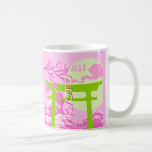 Kyoto Japan Travel Art, Pink Travel Art Coffee Mug