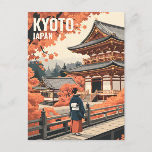Kyoto Japan Travel Autumn Temple Retro Personalise Postcard