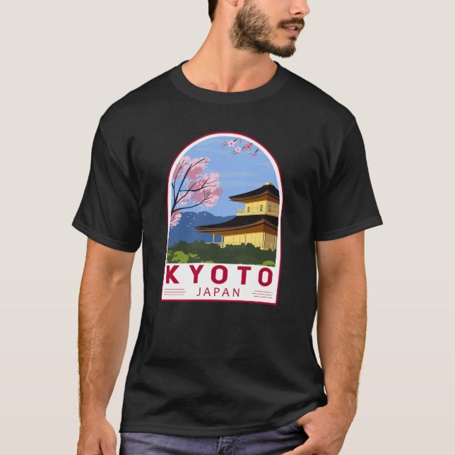 Kyoto Japan Travel Retro Travel Emblem T-Shirt (Front)