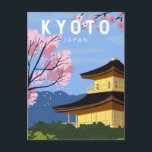 Kyoto Japan Travel Vintage Art Postcard<br><div class="desc">Kyoto vector art design. It's famous for its numerous classical Buddhist temples,  as well as gardens,  imperial palaces,  Shinto shrines and traditional wooden houses.</div>