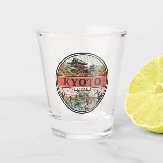 Kyoto Japan Travel Yasaka Shrine Shot Glass (Front)