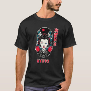Kyoto Japan Trippy Geisha With Blue Eyes Japanese  T-Shirt