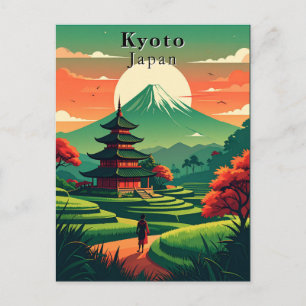 Kyoto Japan Vintage Pagoda Mount Fuji Landscape Postcard