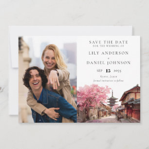 Kyoto Japan Watercolor Photo Wedding Save The Date