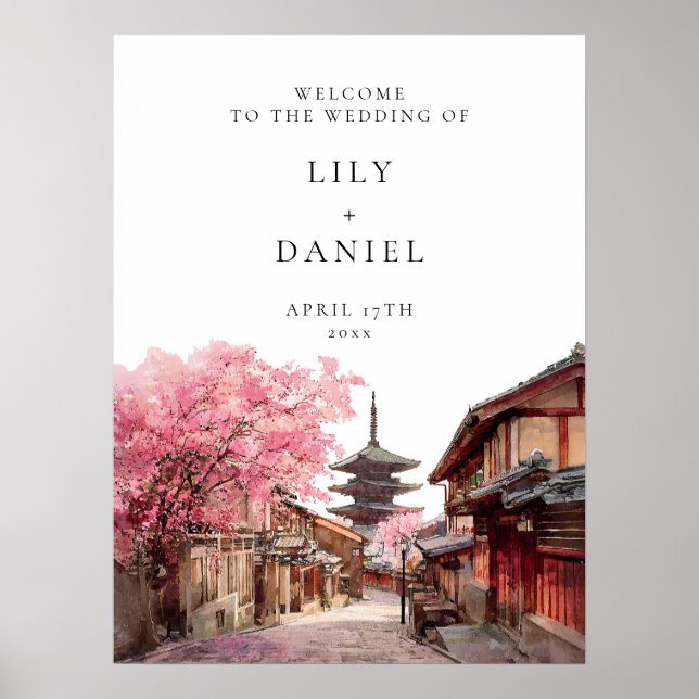Kyoto Japan Wedding Welcome Sign (Front)