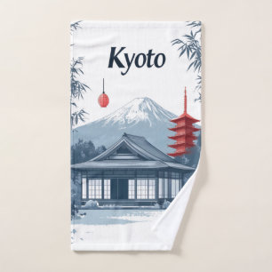 Kyoto: Japanese Temple, Pagoda, and Mountain  Hand Towel