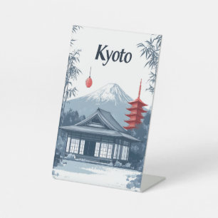 Kyoto: Japanese Temple, Pagoda, and Mountain Pedestal Sign