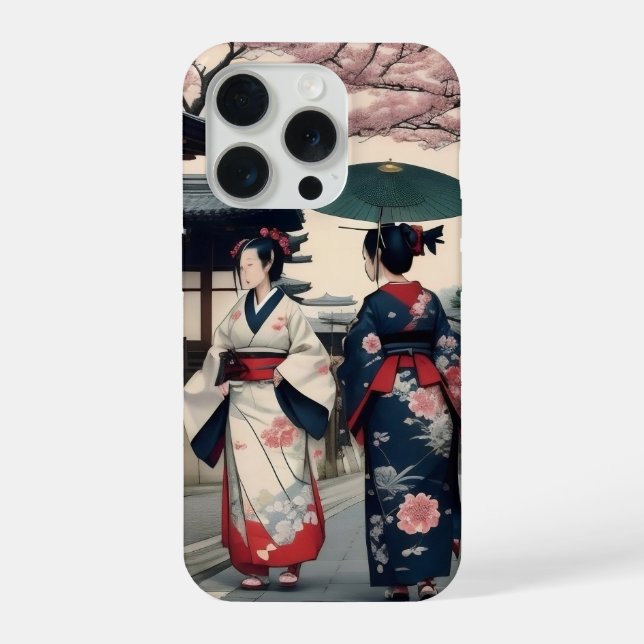 Kyoto Kimono Spring Walk iPhone Case (Back)