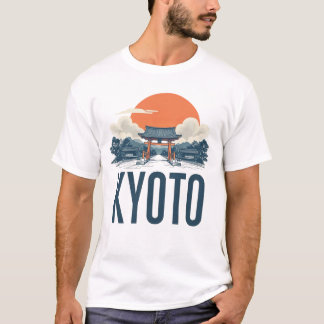 Kyoto Skyline – Vintage Japanese Torii & Sun  T-Shirt