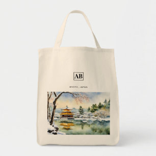 Kyoto Winter Watercolour Art - Tote Bag