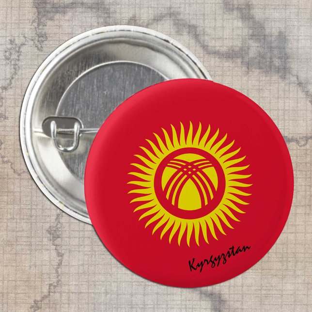 Kyrgyzstan button, patriotic Kyrgyzstan Flag 3 Cm Round Badge (Creator Uploaded)