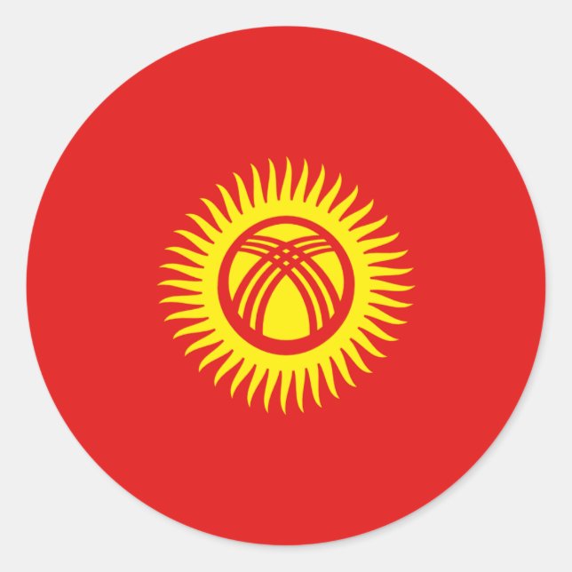 Kyrgyzstan Fisheye Flag Sticker (Front)