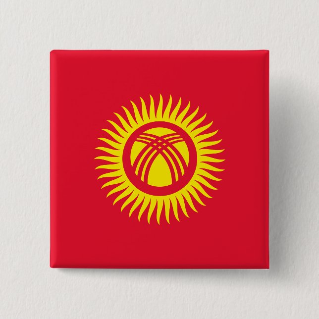 Kyrgyzstan Flag 15 Cm Square Badge (Front)