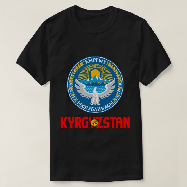 Kyrgyzstan Flag and Coat Of Arms Patriotic T-Shirt (Design Front)