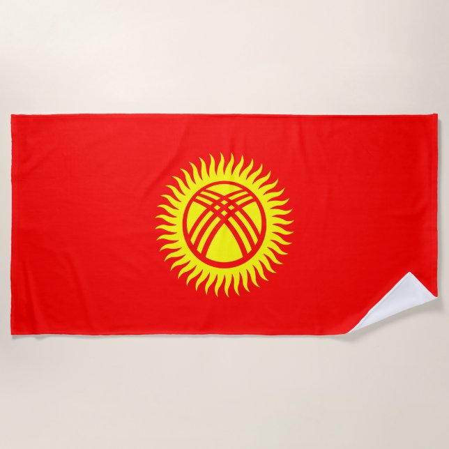 Kyrgyzstan Flag Beach Towel (Front)