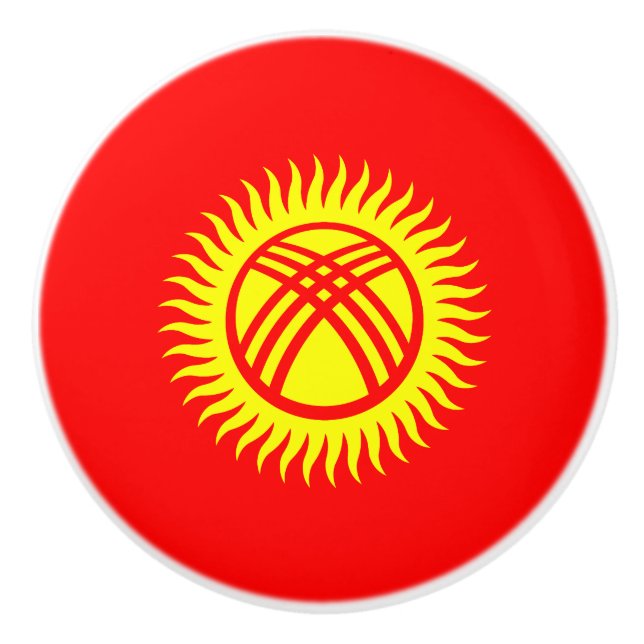 Kyrgyzstan Flag Ceramic Knob (Front)