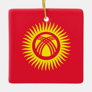 Kyrgyzstan Flag Ceramic Ornament