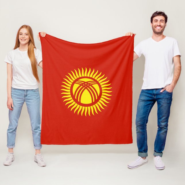 Kyrgyzstan flag fleece blanket (In Situ)