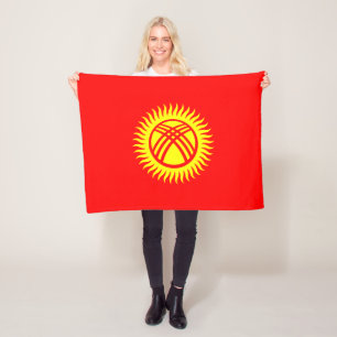 Kyrgyzstan Flag Fleece Blanket