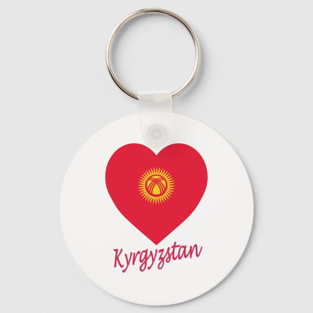 Kyrgyzstan Flag Heart Key Ring (Front)
