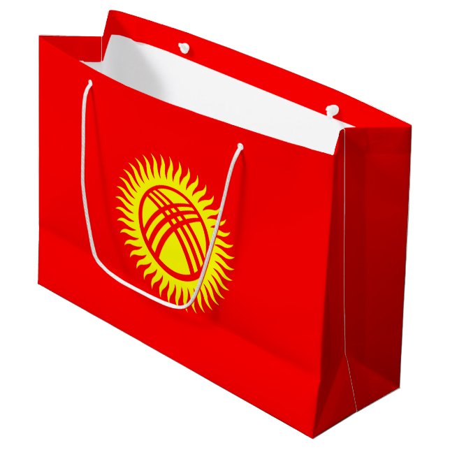 Kyrgyzstan Flag Large Gift Bag (Front Angled)