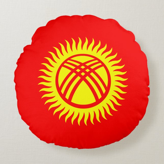 Kyrgyzstan Flag Round Cushion (Front)