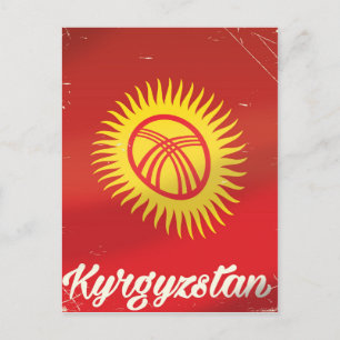 kyrgyzstan Flag Vintage travel poster Postcard