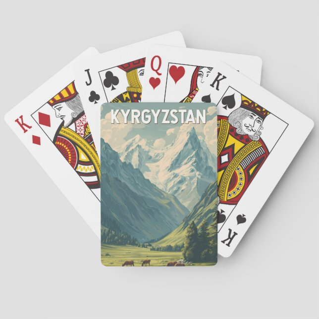 Kyrgyzstan Illustration Travel Art Vintage Playing Cards (Back)