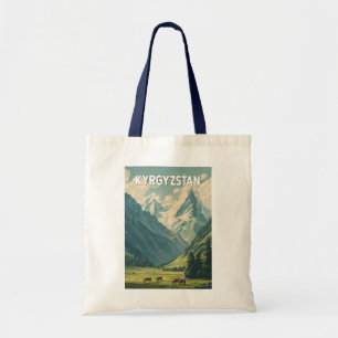 Kyrgyzstan Illustration Travel Art Vintage Tote Bag