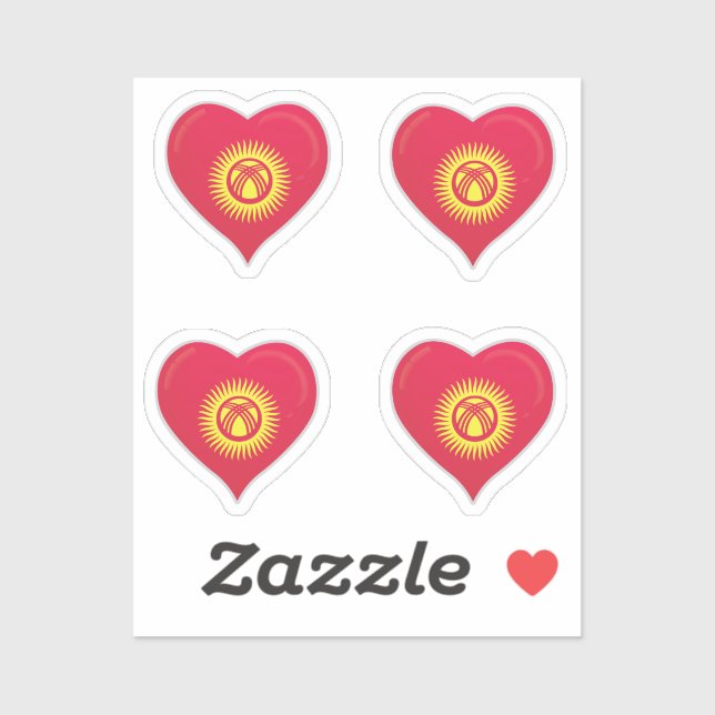 Kyrgyzstan love flag pride heart sticker (Sheet)