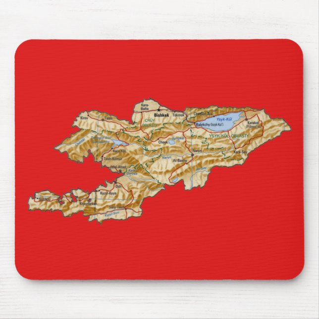 Kyrgyzstan Map Mousepad (Front)