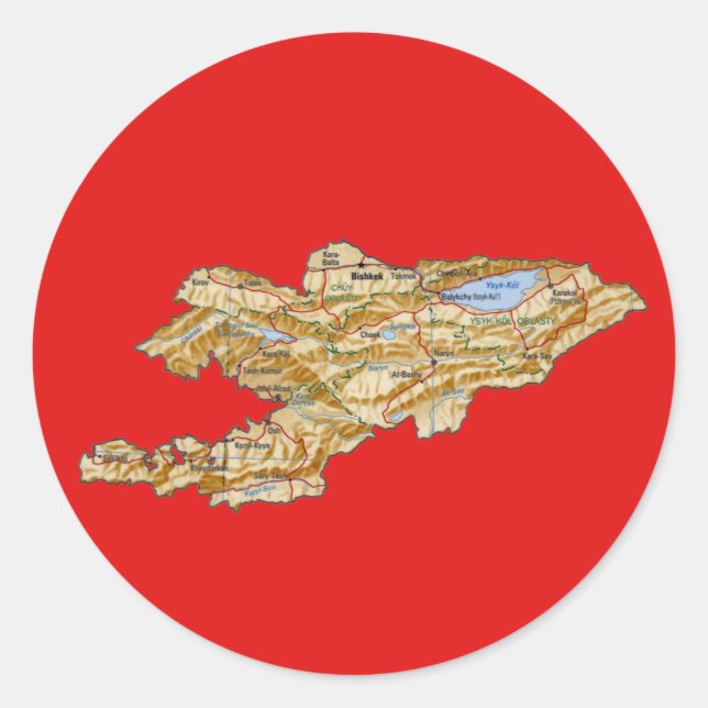Kyrgyzstan Map Sticker (Front)