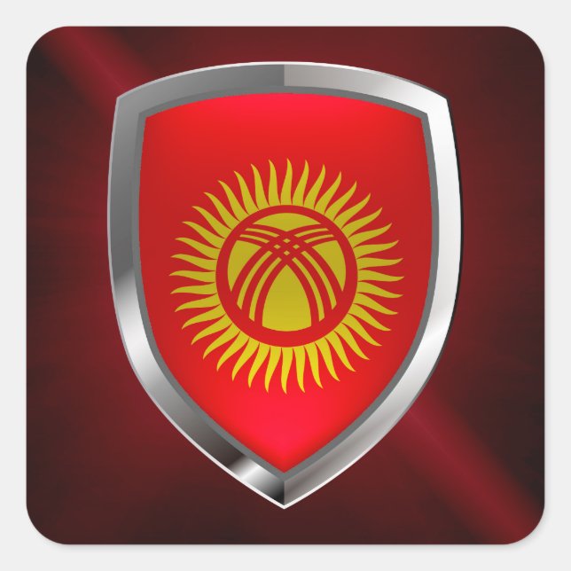 Kyrgyzstan Metallic Emblem Square Sticker (Front)