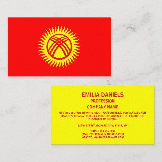 Kyrgyzstani Flag, Flag of Kyrgyzstan Business Card (Front/Back)