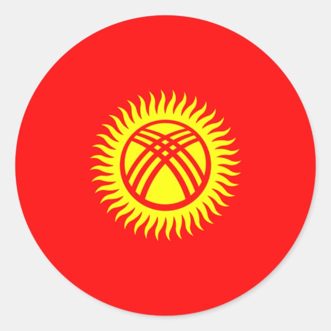 Kyrgyzstani Flag, Flag of Kyrgyzstan Classic Round Sticker (Front)
