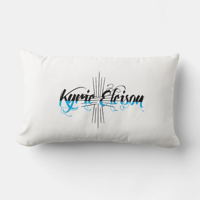 Kyrie Eleison Religious Phrase Stylised Text Lumbar Cushion (Front)
