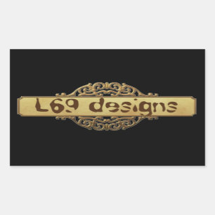 L69 DESIGNS GOLD BANNER RECTANGULAR STICKER